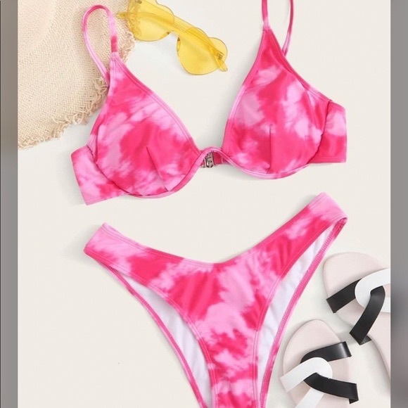 Shein Pink Tie Dye Underwire Bikini Set - Picture 1 of 2